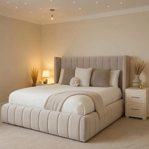 Winged panel bed frame plush - panel,