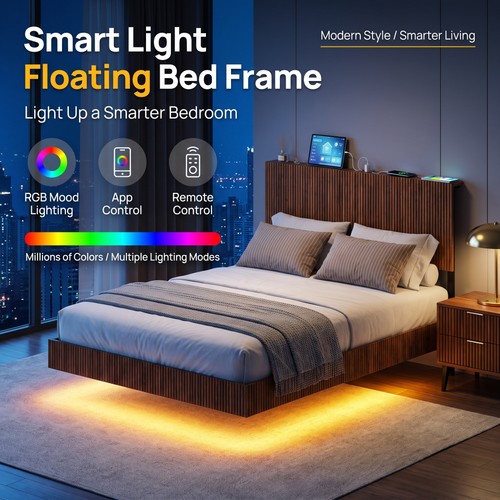 4ft6 floating double bed - 4ft6, frame