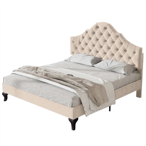 Plush velvet upholstered - velvet, bed