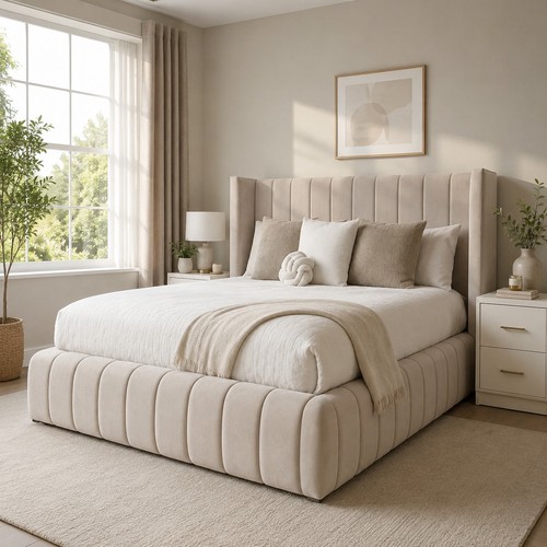 Luxury winged panel bed frame - luxury,
