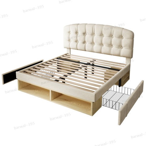 Upholstered velvet double bed - upholstered,