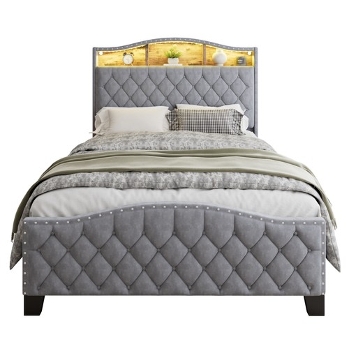 4ft6 double velvet bed - double, frame