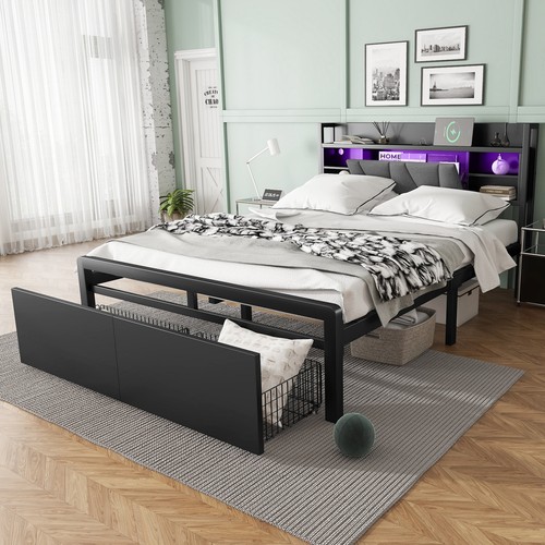 4ft6 double metal bed frame - bed,