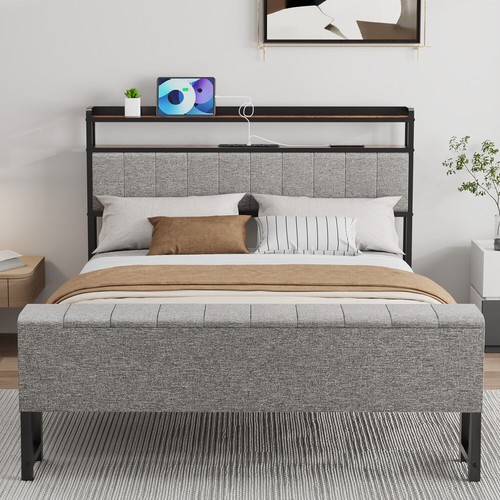 Luxury grey fabric bed - luxury,