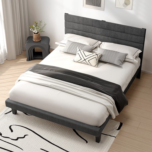 4ft6 linen upholstered double - upholstered,