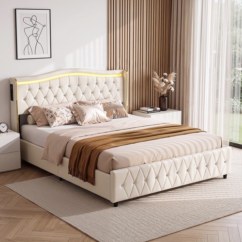 Led luxury chesterfield bed - luxury,