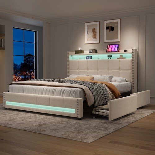 Double bed frame with storage - bed,