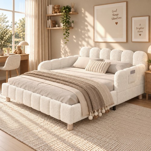 Double upholstered bed frame - bed,