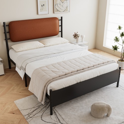 4ft6 double metal bed - metal, black
