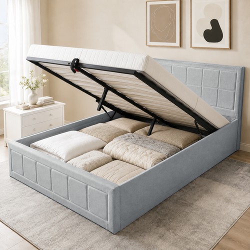 Luxury grey fabric - fabric, bed
