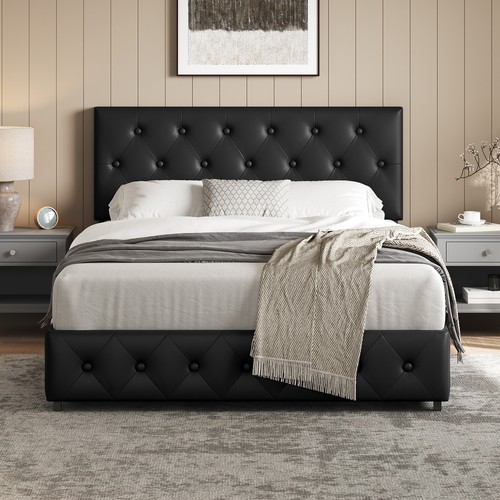 Bed frame black drawers - frame,