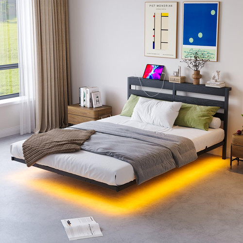 Double 4ft6 floating bed frame - bed,