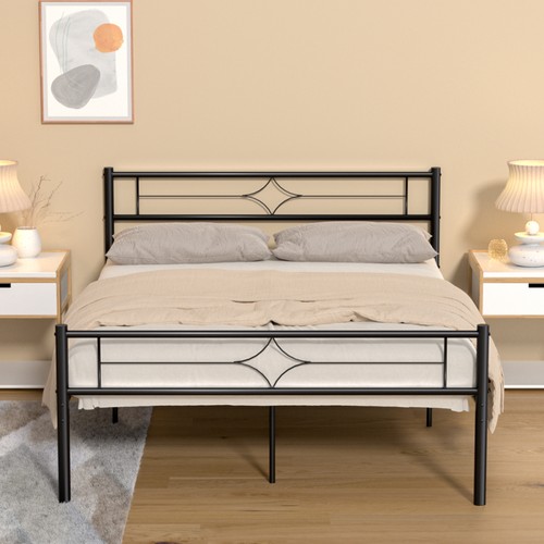 4ft6 metal platform bed frame - metal,