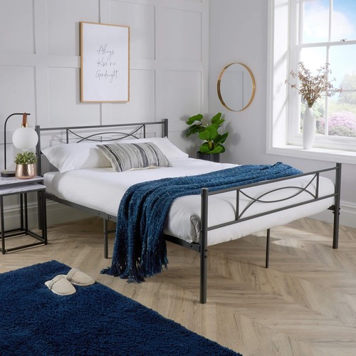 Metal double bed 4ft dark - double, 6