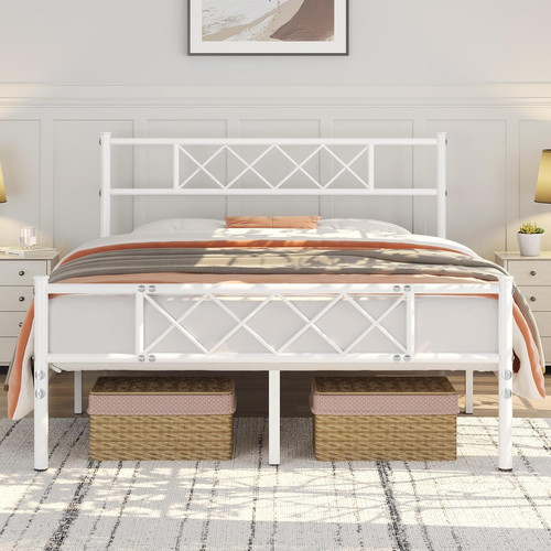 4ft6 double metal bed - metal, frame